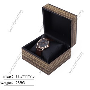 Vintage Wood Grain <b>Watch</b> Box Square Single Wristwatch Storage Gift Box Custom Logo <b>Watch</b> Packaging <b>Case</b> - Product Image 3