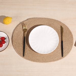 Manteles Individuales redondos de <span class=keywords><strong>yute</strong></span> trenzados para el hogar, manteles individuales informales para el día a día, 100% - Product Image 3