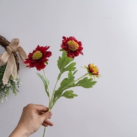 Bunga Peach Blossom Path Scabiosa Windmill Artificial Stem Faux Garden Bloom untuk Dekorasi Rumah, Pernikahan, dan Pesta