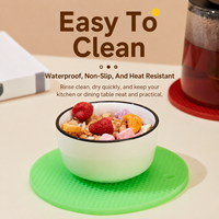 Sous-verres ronds classiques en silicone YMS, résistants à la chaleur, sans BPA, antidérapants, 17,5 cm de diamètre, réutilisables, pour cuisine