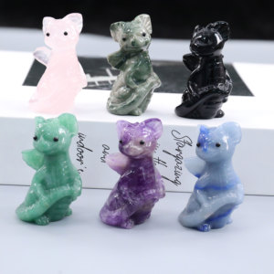 Venta al por mayor Mini piedra de cristal natural mezcla de materiales mosca dragón bebé antojo 2 pulgadas Animal piedra preciosa escritorio ornamento curación Jade - Product Image 3