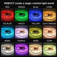 Bande lumineuse LED COXO 5050 SMD RGB RGBW RGBCCT 12 volts 24 volts flexible, facile à installer, découpable pour éclairage décoratif d'accentuation