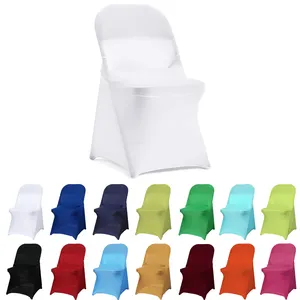 Spandex capas para cadeiras dobráveis, capas elásticas brancas para festa de casamento, cadeiras dobráveis
