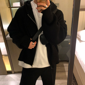 Maglione Autunno-Inverno per Uomo, Cardigan Lavorato a Maglia <span class=keywords><strong>con</strong></span> <span class=keywords><strong>Zip</strong></span> in Tinta Unita - Product Image 3