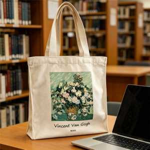 Bolsa de Compras Ecológica Personalizada con Impresión Directa a Todo Color, de Lona de Algodón Orgánico, Estilo Artístico, para la Biblioteca y la Vida Diaria - Product Image 3