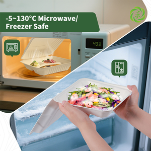 Caja para llevar hamburguesas con tapa abatible, apta para microondas, lavavajillas y refrigerador, de 17 oz/500 ml, hecha de almidón de maíz PSM, ecológica y desechable. - Product Image 3