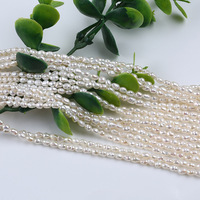 Perles d'eau douce naturelles en forme de riz 3-4mm blanches et vertes, brin semi-finie pour la fabrication de bijoux et de colliers, vente en gros