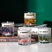Benutzer definierte Dekoration Großhandel Luxus New Design Trocken blume Glas Glas Duft Soja Gel Wachs Kerze