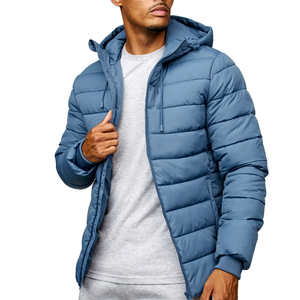 Veste d'hiver à capuche pour homme, rembourrée, imperméable, coupe-vent, en toile, fermeture éclair, style décontracté, couleur personnalisée, polyester - Product Image 1