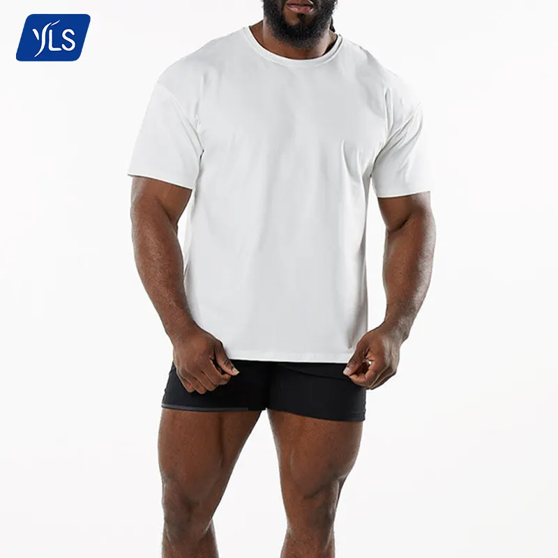 YLS – T-Shirt de sport en coton à séchage rapide pour homme, haut de sport, Fitness, course à pied, 2023