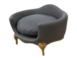 <span class=keywords><strong>Cama</strong></span> para Mascotas T0025 de Estilo Francés, Lujosa, en Gris Oscuro, de Lino Suave, para Perros y Gatos Pequeños, con Patas Talladas Retro y Tachuelas de Latón - Product Image 3