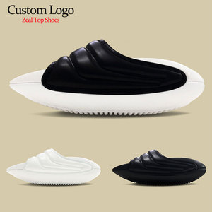 Kadınlar için Yastıklı Kauçuk Tabanlı PU Üst Kısım Peep Toe Terlikler, Kaymaz Tabanlı, Yaz Kış Modası Trendi - Product Image 1