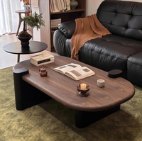 Ensemble de table basse en teck massif, minimaliste, moderne, durable, mobile, pour petit appartement, salon, maison, table à thé ovale design