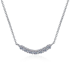 Moissanite Collier Femmes S925 Sterling Silver Clavicule Chaîne Smiley Collier Mode Simple actory WholesaleF - Product Image 1