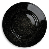 Assiettes de présentation rondes de 13 pouces en verre noir et or pailleté, motif ciel étoilé, pour décoration de table de mariage et événements (vente en gros)