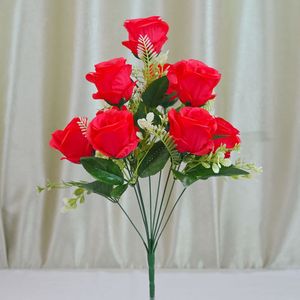 Vente d'usine Fleurs artificielles 9 têtes <span class=keywords><strong>Rose</strong></span> en soie Fleur bon marché Décoration <span class=keywords><strong>Bouquet</strong></span> <span class=keywords><strong>de</strong></span> fleurs - Product Image 1