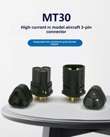 Conector Macho de Tres Núcleos MT30 Negro de Amass, Chapado en Oro, Modelo de Baja Pérdida, Accesorios para Modelos RC