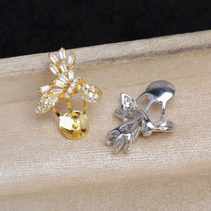 อุปกรณ์ทำเครื่องประดับ DIY ฐานเงินแท้ S925 แฟชั่น รุ่น JG6006 จี้ทรงกลวง ฐานสำหรับใส่ไข่มุก เครื่องประดับกึ่งสำเร็จรูป ขนาด 8-9 มม. ทำจากเหล็ก - Product Image 2