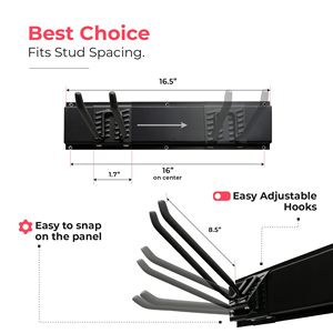 ชั้นวางของติดผนังเหล็กคาร์บอนแบบปรับได้ PJ Contemporary รุ่น Heavy Duty พร้อมตะขอ <span class=keywords><strong>8</strong></span> อัน สำหรับเก็บอุปกรณ์ในโรงรถและสวน - Product Image 6