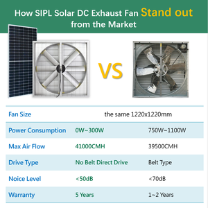 SIPL Power Saving 555W Solarenergie Schweines tall Abluft ventilator Direkt antrieb BLDC Motor Geflügel lüftung Lüfter für Gewächshaus - Product Image 3