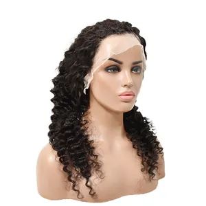 Brazilian hair human 13*4 lace frontal wig glue less without glue deep wave hair wigs f