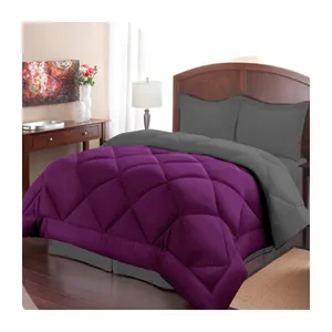 Luxury comfortable hotel solid quilt bedding set cotton purple bed comforter sets