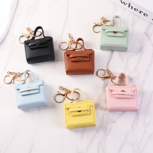 Llavero de cuero estilo <span class=keywords><strong>Instagram</strong></span>, mini bolso rectangular, creativo, minimalista, moda coreana, DIY, para auriculares - Product Image 3