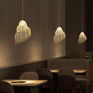 Modern Creative Rattan Art <b>Chandelier</b> Led Bamboo Weaving Pendant <b>Light</b> for Restaurant - Product Image 2