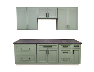 خزائن مطبخ خشبية كلاسيكية حديثة على طراز بيت ريفي ورنيش بشاكر أخضر فاتح أكريليك خشب رقائقي وحدات مطبخ مورد - Product Image 1