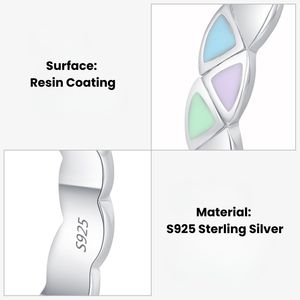 Bagues classiques en argent sterling S925 avec émail de couleur fraîche plaqué or blanc/platine pour femmes, bijoux au design tendance et original - Product Image 4