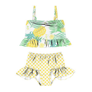 YZA-022 Traje de baño de verano para niñas pequeñas, traje de baño a rayas sin mangas, traje de dos piezas, bikini de playa - Product Image 4