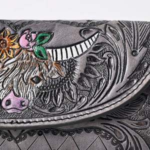 Cartera clásica triple para mujer, cuero de grano hecho a mano, PU con múltiples ranuras para tarjetas de crédito, regalo de San Valentín - Product Image 4