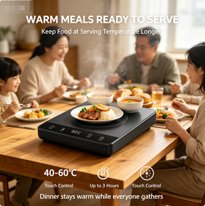 Plato Calentador de Alimentos <span class=keywords><strong>El</strong></span>éctrico Inalámbrico de 8800 mAh, 45 mm de Grosor, Temperatura Ajustable, Panel Táctil LED, Bandeja Calefactora Portátil con Apagado Automático - Product Image 3