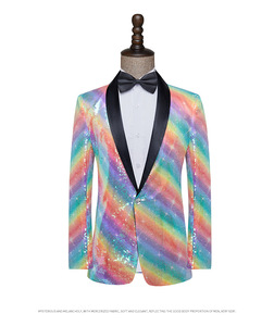Chaqueta con lentejuelas de arcoíris para hombre, Chaqueta de traje con purpurina colorida para hombre, chaqueta de escenario para fiesta de graduación - Product Image 4