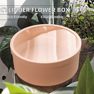[En stock] Boîtes rigides écologiques DIY en forme de cylindre, boîte cadeau pour fleurs et bougies, carton ondulé, fenêtre transparente, taille personnalisée - Product Image 2
