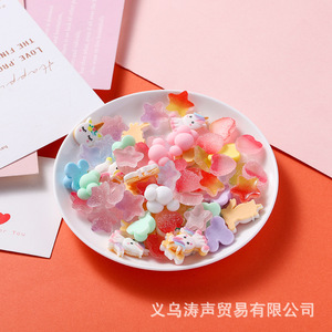 Cute Cartoon Resin Accessories Mixed Stars Clouds <b>Unicorns</b> For DIY Phone Case Decoration Plastic Frosted Patches 10 Bags - Product Image 3