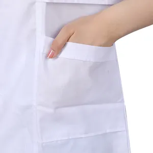 נשים גברים יוניסקס ארוך שרוול לבן מעבדה מעיל מחורצים דש צווארון כפתור למטה רפואי אחות רופא אחיד טוניקת חולצה