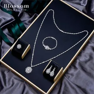 Blossom CS Jewelry 925 Sterling Silver Bridal Set Wholesale Luxury Zircon Women Accessories Jewelry Set