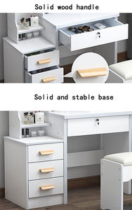 Tocador Moderno con Espejo LED para Dormitorio de Mujer, con Almacenamiento, Panel de Madera MDF, Blanco, Mueble de Hotel para Maquillaje y Peinado - Product Image 5