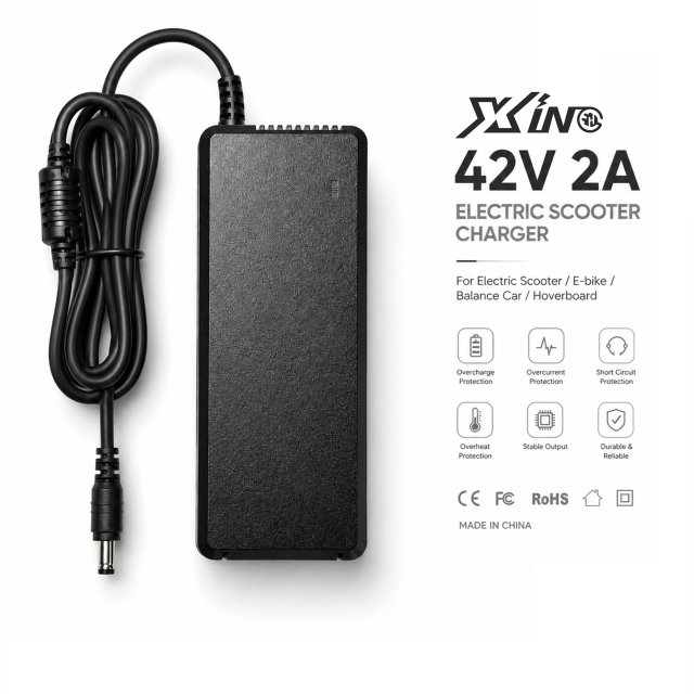42V 2A Lithium Ion Battery Charger for 36V Electric Scooter E-scooter Power Adapter with DC Connector Smart LED Indicator CE