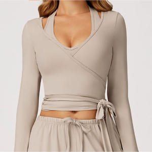 ヨーロッパとアメリカのセクシーなパーソナライズされたブラッシュヨガ長袖ワンストラップ屋外ハイエンドスポーツフィットネストップカバー - Product Image 3