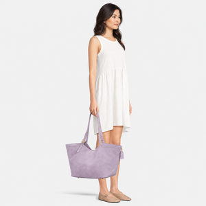 Sac fourre-tout hobo vintage en cuir suédé léger grande capacité personnalisé, sac à main à bandoulière tendance pour femme avec poignée supérieure et fermeture éclair - Product Image 6