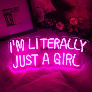 Letrero de Neón LED Rosa con la Frase 'I'm Literally Just a Girl', Luz de Neón LED para Decoración de Pared, Letrero Luminoso para Dormitorio - Product Image 1