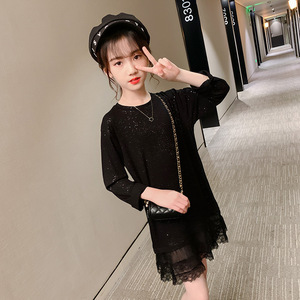 Vestidos de Encaje para Niñas, Ropa de Bebé, Vestido Corto Negro de Princesa para Niñas Pequeñas de China - Product Image 4