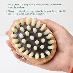 Cepillo de Masaje de <span class=keywords><strong>Jade</strong></span> Verde Natural con Cojín de Goma, Mango de Madera de Haya Premium, Herramienta de Drenaje Linfático, Peine para Masaje de Cabeza - Product Image 4