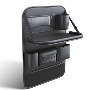Sac de rangement intérieur en cuir pour voiture, organisateur de dossier de siège de voiture, étagère suspendue multifonctionnelle pour siège arrière, poubelle intégrée, minimaliste - Product Image 1