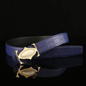 เข็มขัดหนังจระเข้ทำมือสำหรับผู้ชาย หัวเข็มขัดเหล็ก เข็มขัดธุรกิจสุดหรู หนังแท้ทนทาน - Product Image 4