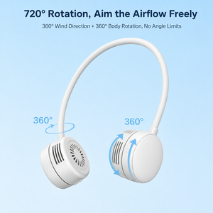 Ventilateur de cou à double moteur 1000 mAh, 3 vitesses, rotation à 720°, turbo à quatre canaux, ventilateur portable mains libres pour les voyages <span class=keywords><strong>en</strong></span> extérieur - Product Image 2
