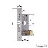 Poignée de porte Wellone en acier inoxydable résistant au feu, serrure à mortaise 7087, double crochet, multipoints, corps de serrure pour porte en bois