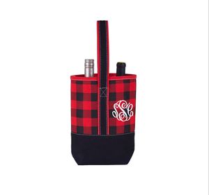Personalized Classic Durable <b>Christmas</b> Tote Custom Embroidered Stylish Two <b>Bottle</b> Canvas Wine Carrier <b>Bag</b> With Handle - Product Image 4